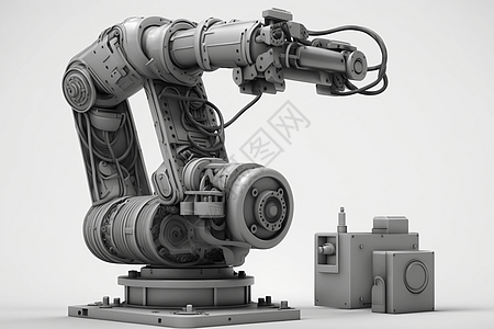 白色背景上的3d机械臂背景图片