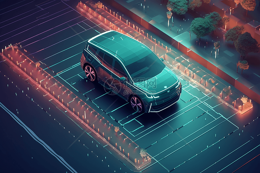 城市街道上自动驾驶的电动汽车图片