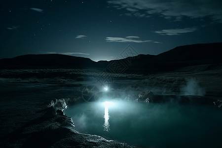 露天温泉夜景图片