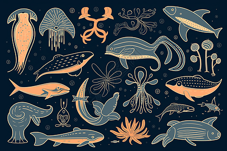 简笔画海洋生物图片