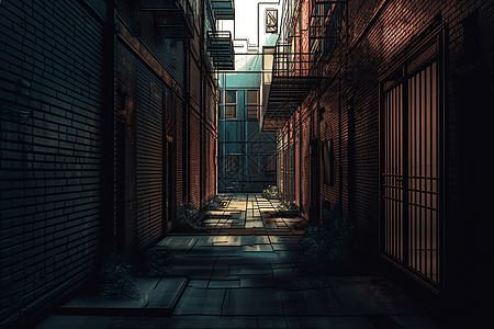 昏暗的城市小巷图片