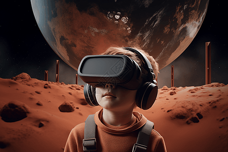 儿童vr体验小男孩使用VR背景