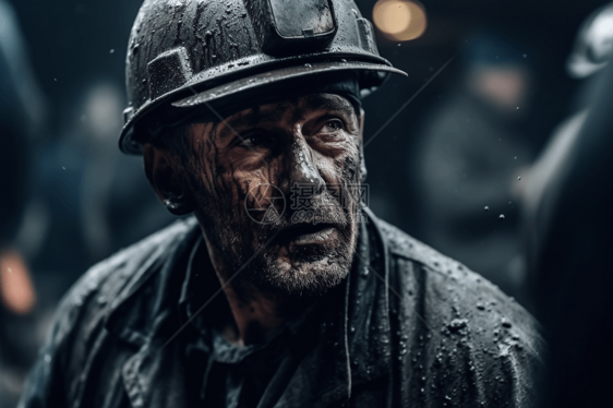 戴安全帽的煤矿工人图片