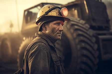 戴着防护的煤矿工人图片