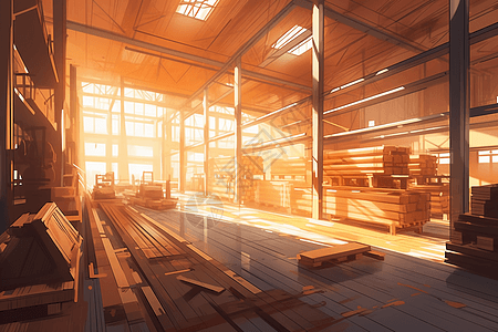 木材生产厂机械化工厂高清图片