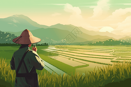 农民监测稻田图片