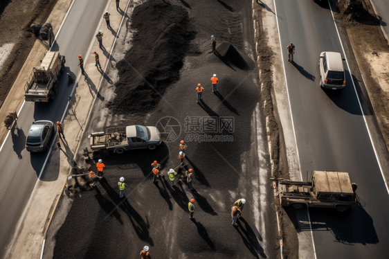 道路上铺沥青图片