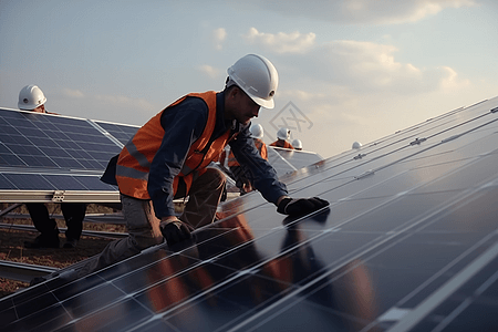 太阳能安装工人图片