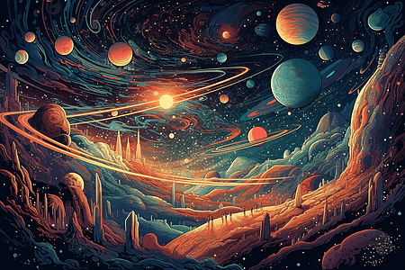 插画风宇宙星空图片