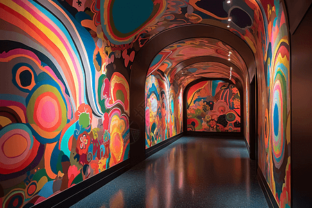 彩色现实主义绘画走廊图片
