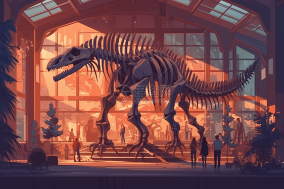 博物馆恐龙骨架展示图片