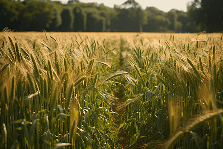 阳光照射下的麦子图片
