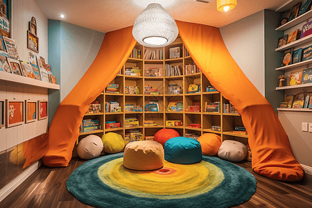 彩色室内明亮的阅读空间背景