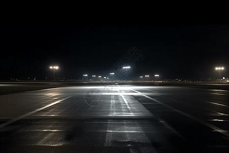 夜晚的机场跑道图片