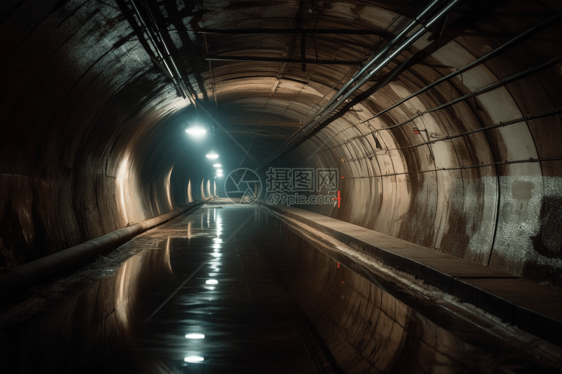 昏暗的隧道防水管道图片