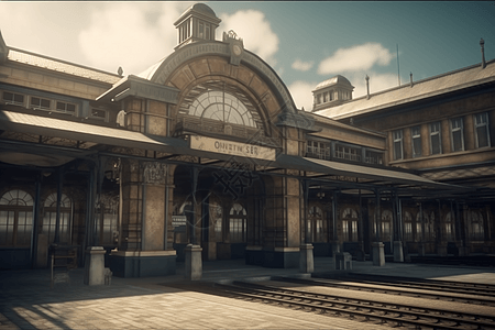 复古的火车站入口图片