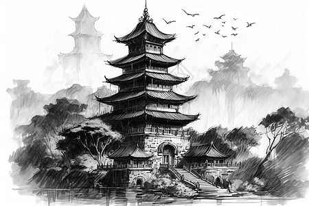 中国传统佛塔建筑图片