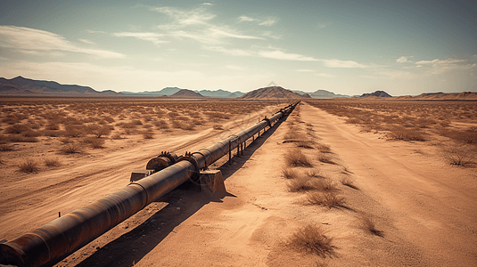 荒漠中运输石油的管道图片