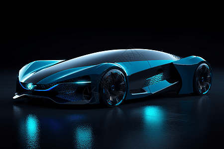 未来派蓝色的电动汽车图片