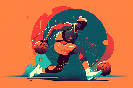 卡通篮球运动员背景图片
