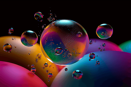 彩色透明肥皂泡图片