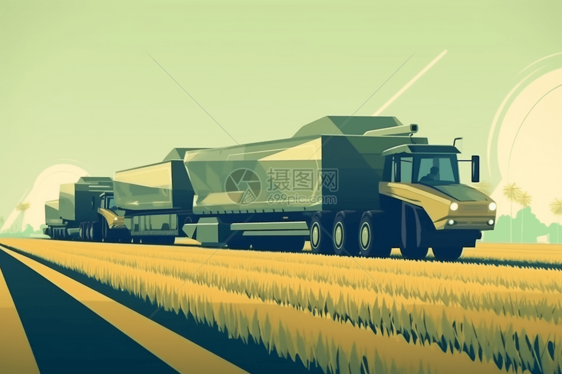 车辆将农作物从田间运输到仓库图片