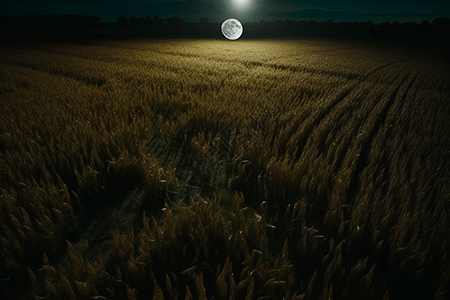 月亮下的田野图片