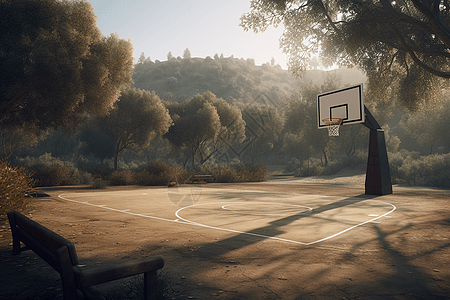 乡村环境中篮球场图片