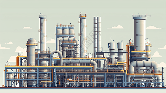 延伸一个巨大的天然气加工厂插画