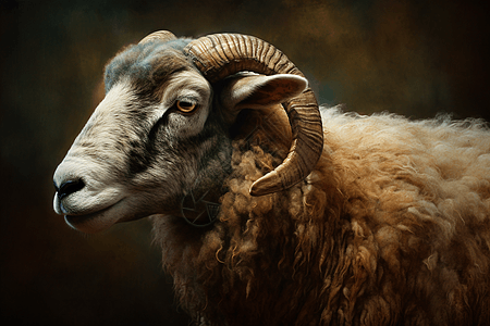 一幅高贵的绵羊肖像图片