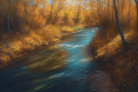 秋天的小河背景图片
