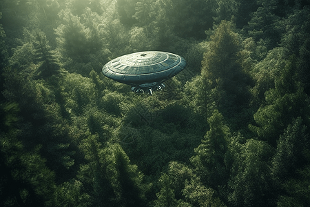 森林里的飞碟图片
