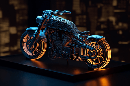 科技感霓虹摩托车模型图片
