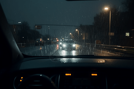 雨夜汽车车窗图片