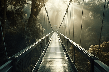 森林玻璃吊桥背景图片