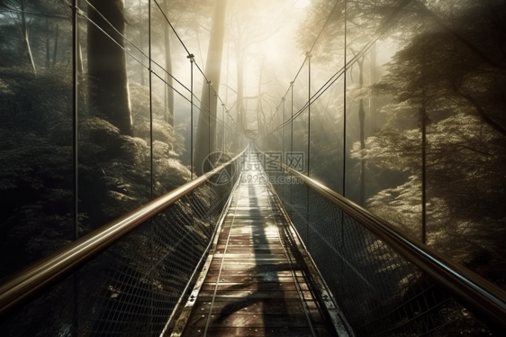 森林中的玻璃桥图片