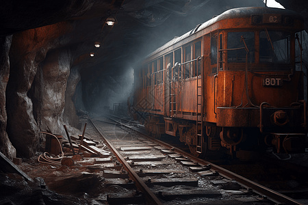 采矿列车和隧道图片