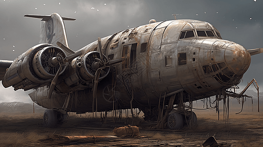世界末日后的飞机图片