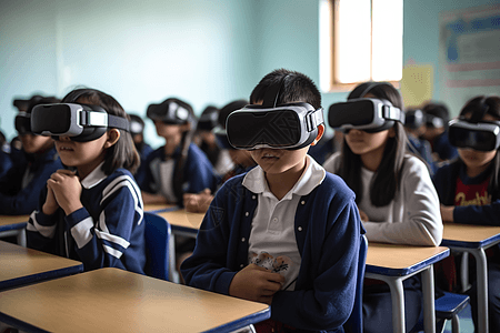 学生使用VR学习图片