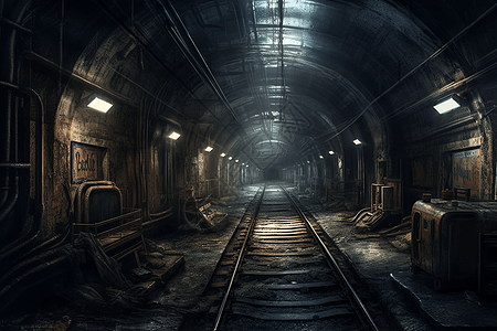 阴暗的火车隧道图片