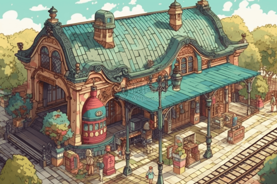动画火车站图片