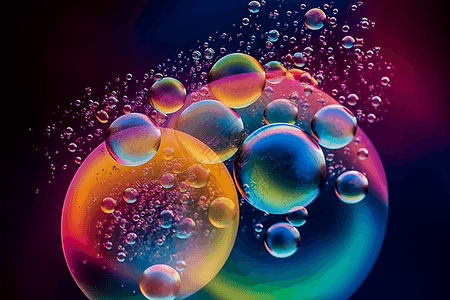 五颜六色的泡泡特写图片