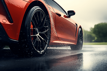 雨中的轮胎图片