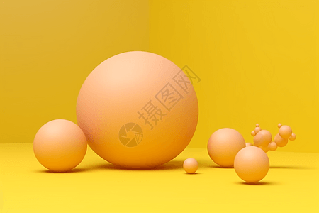 极简黄色球体图片