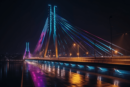 城市桥梁的夜景背景图片