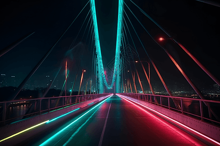 现代桥梁的夜景图片