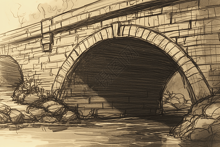 石拱桥特写背景图片