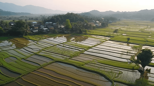 二十四节气立夏一大片水稻农村背景