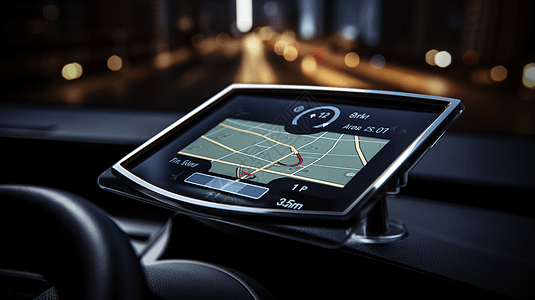 安装在汽车仪表板上的GPS设备图片