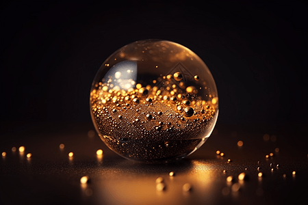 金色玻璃球渲染图图片